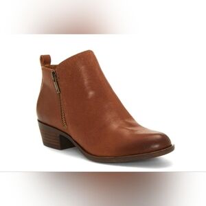 Lucky Brand Basel Leather Double Zip Bootie Women’s Size 7.5W Toffee